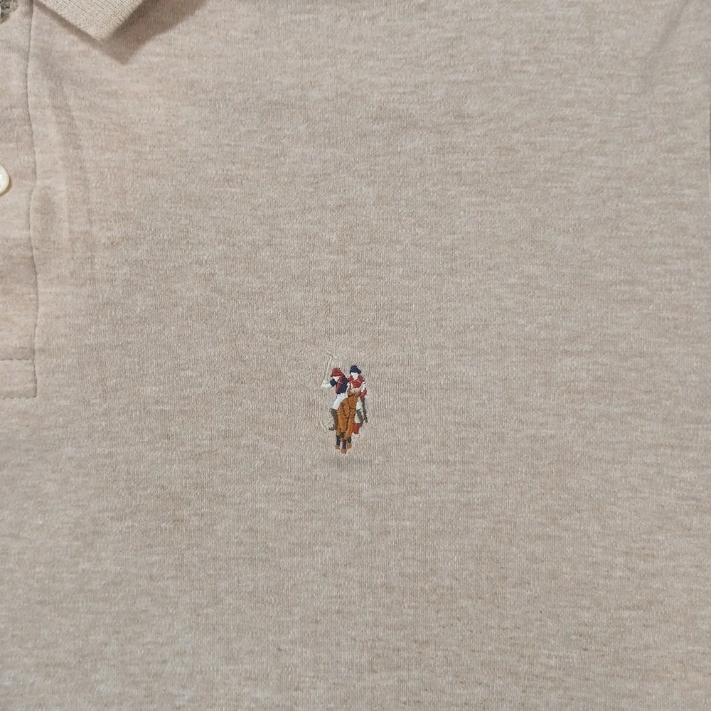 U.S. Polo ASSN Polo Shirt Men's 2XL‎ Embroidered Logo Cream Gold Polo Golf